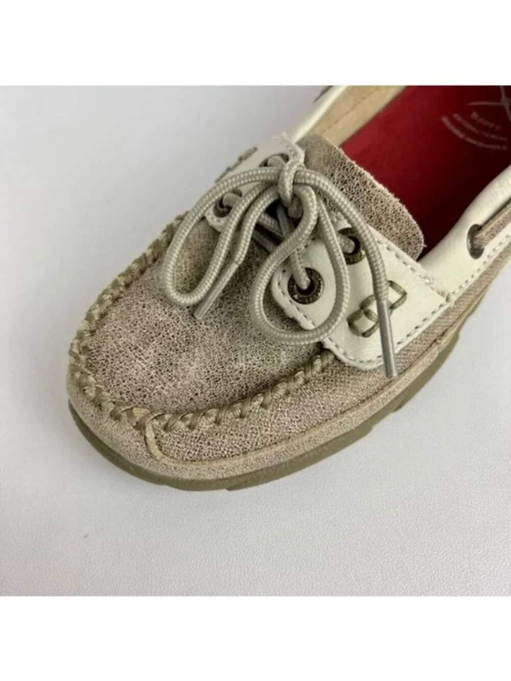 Twisted X Womens Leather Driving Moccasin Loafers Dusty Tan White Shoes size 5.5